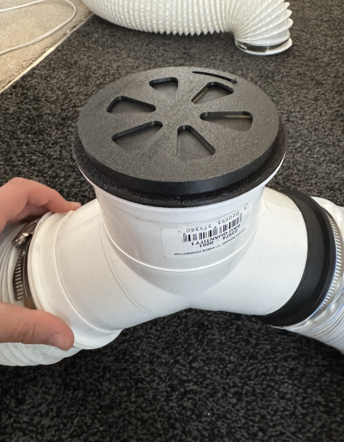 3D printed air conditioning duct damper, top view, closed