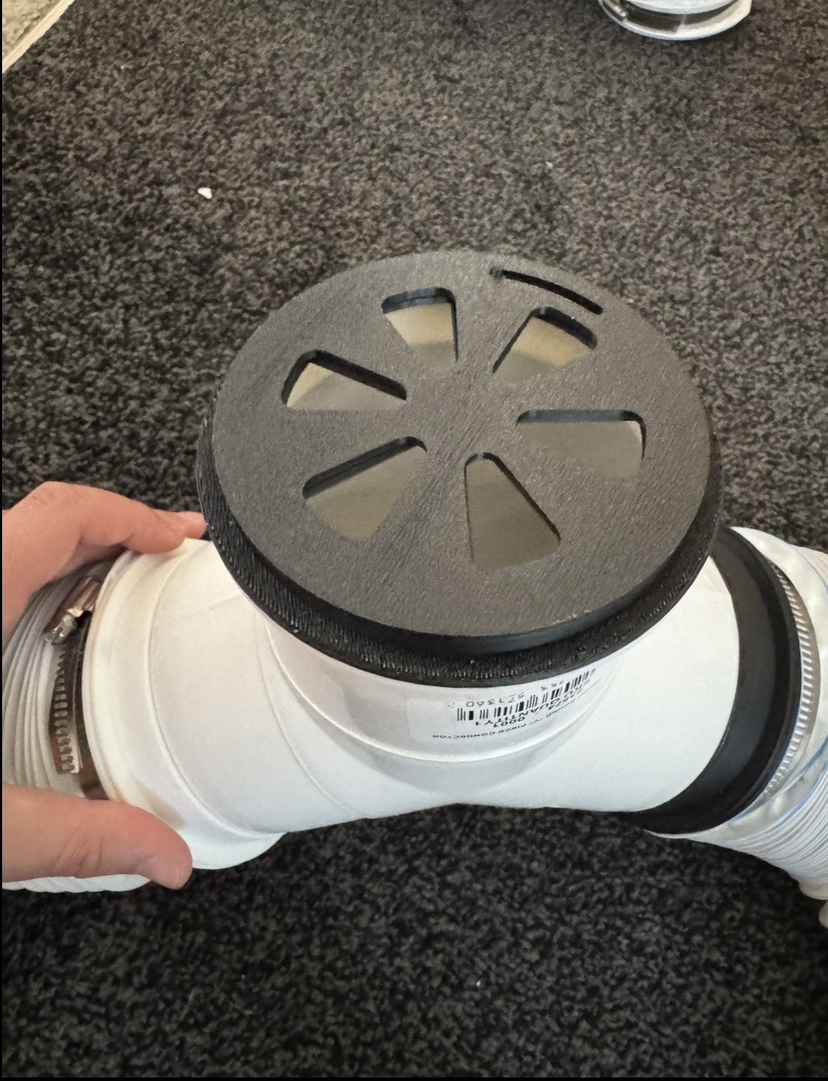 3D printed air conditioning duct damper, top view, open