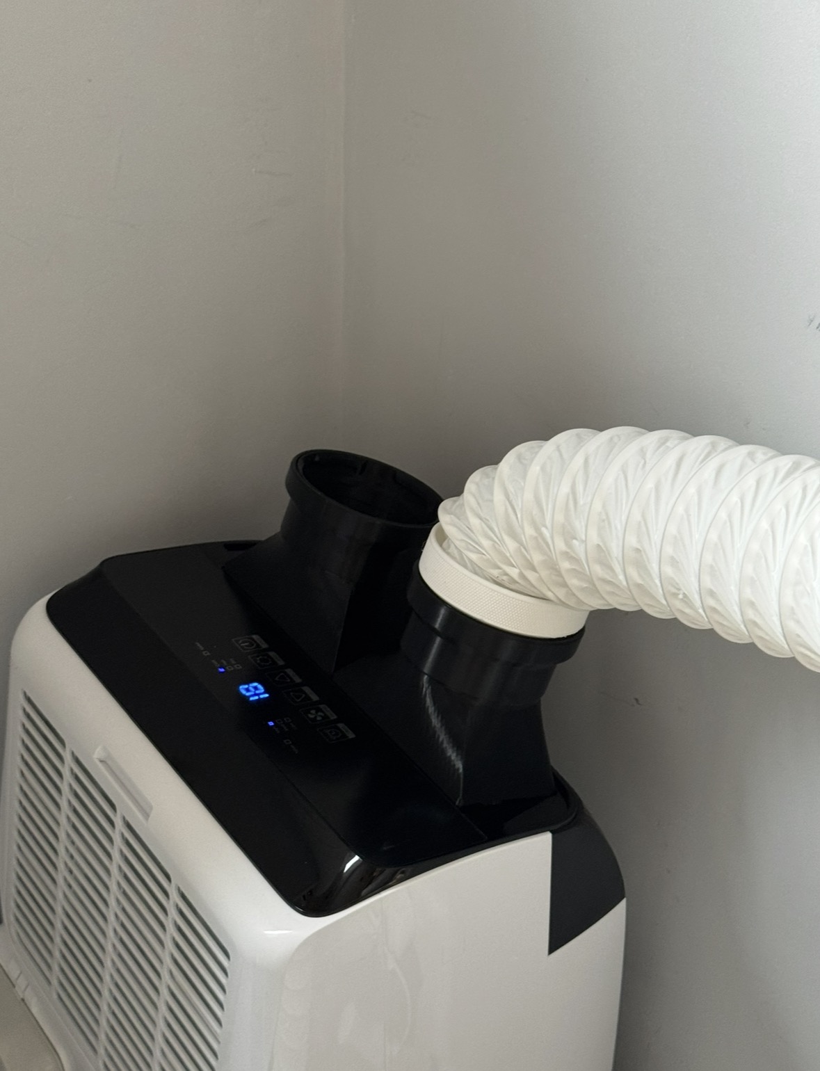 3D printed replacement air conditioner faceplate, side view