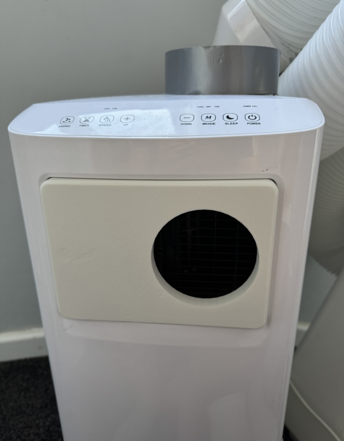 3D printed replacement air conditioner faceplate, front view