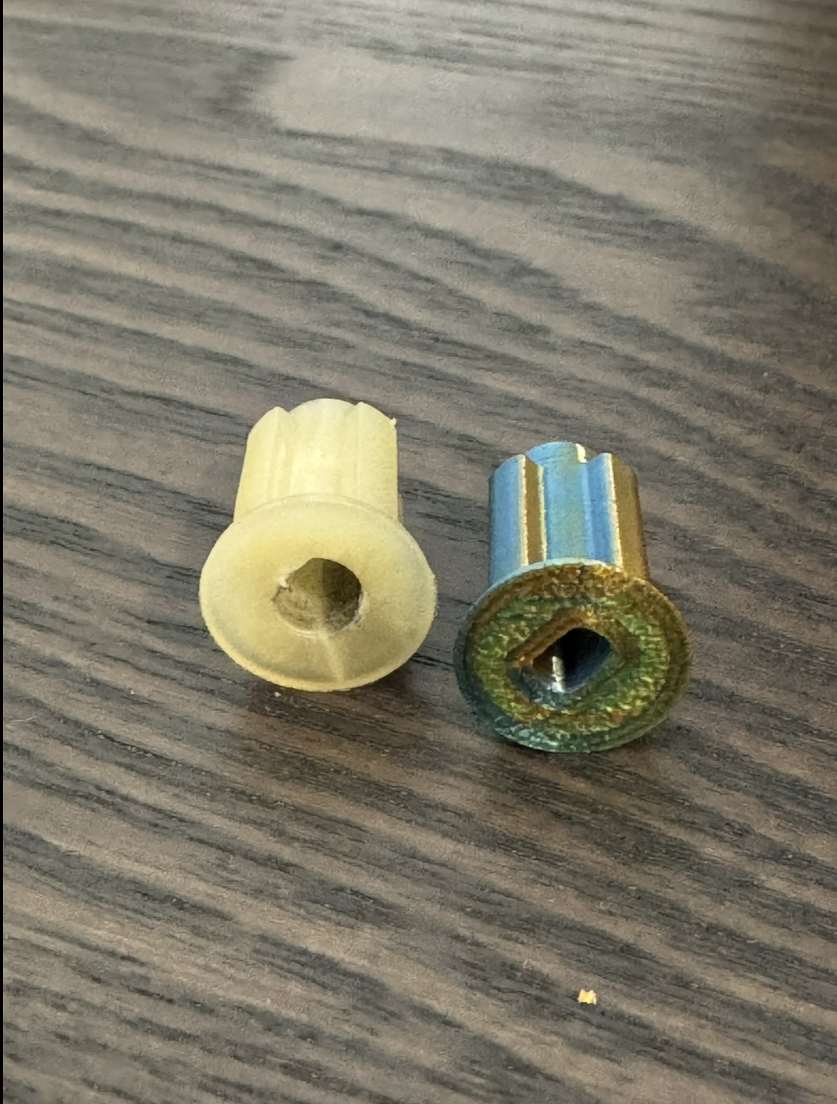 3D printed keyed adapter for an electric masher, bottom view
