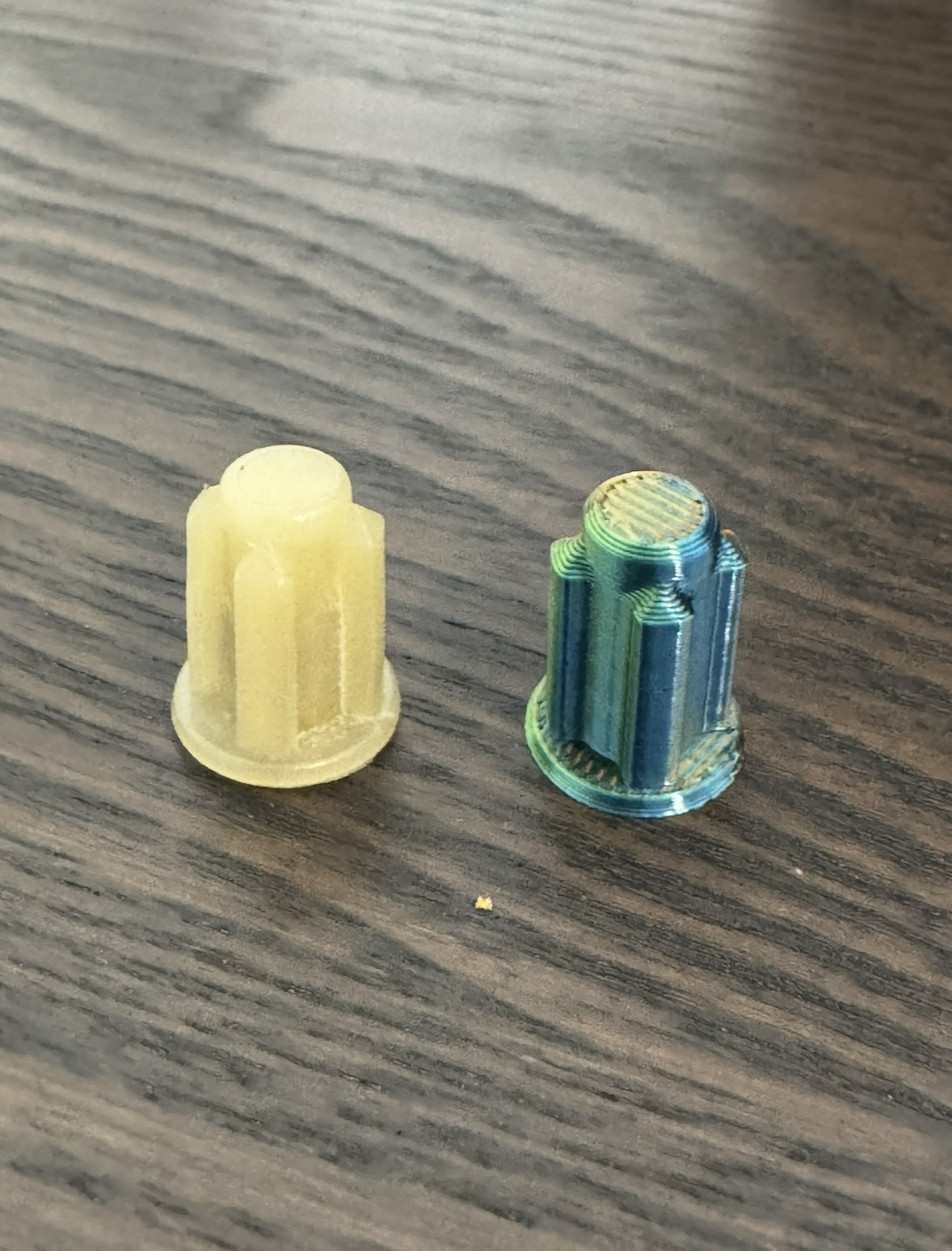 3D printed keyed adapter for an electric masher, front view