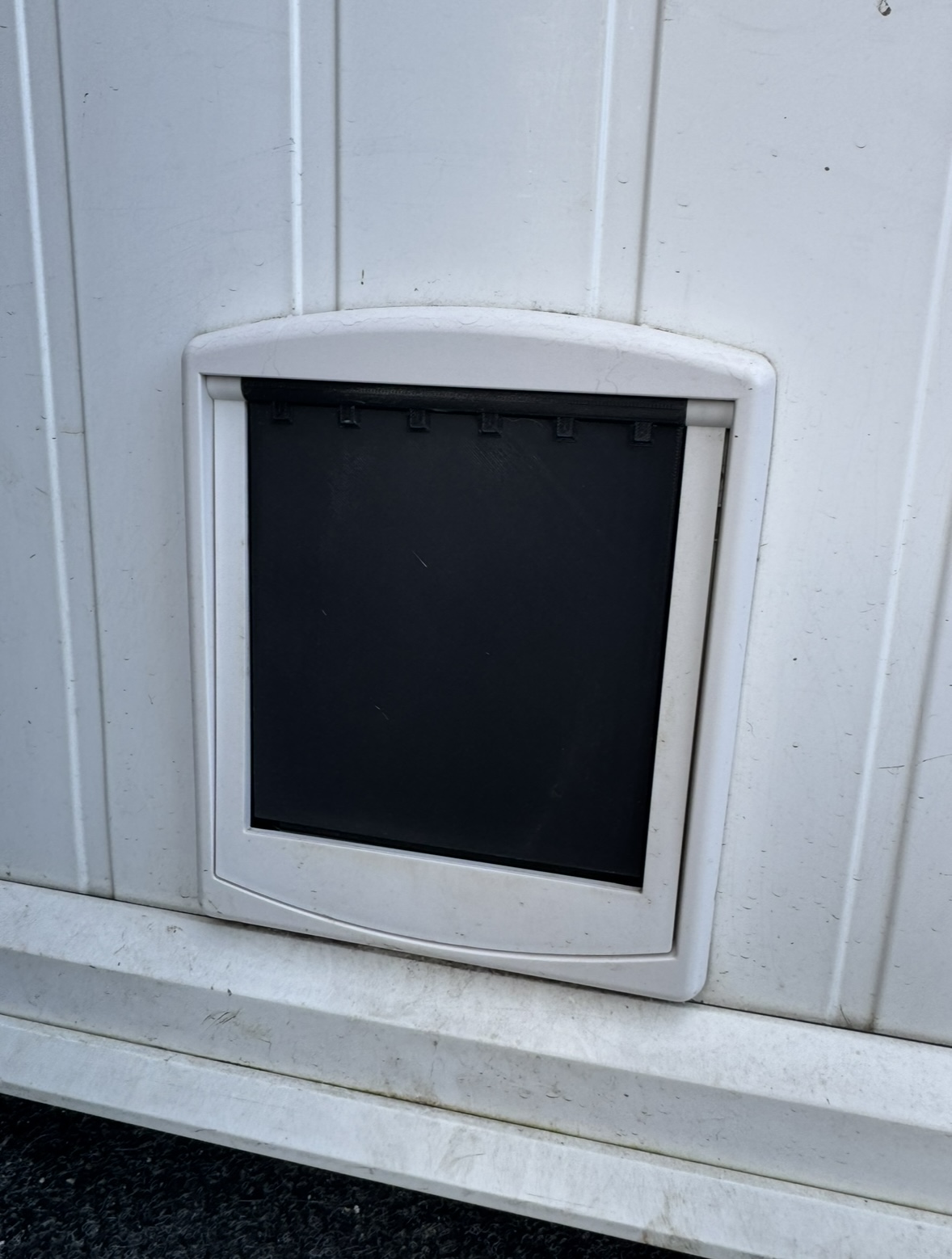 3D printed replacement cat flap door, front view
