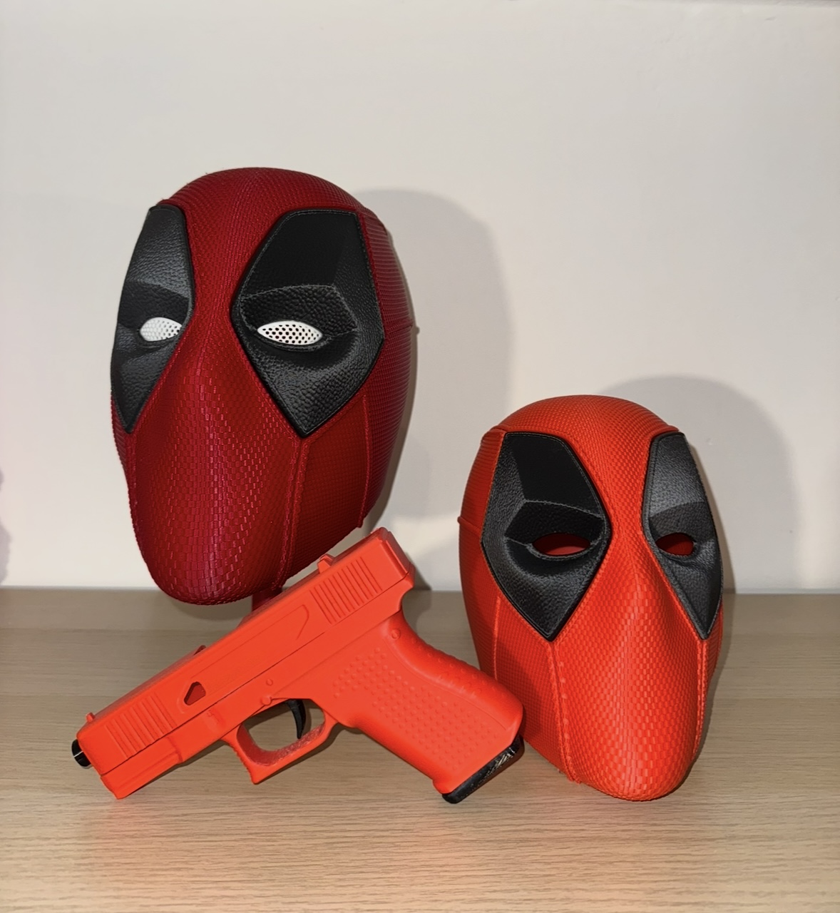 Medium red 3D printed helmet, overview